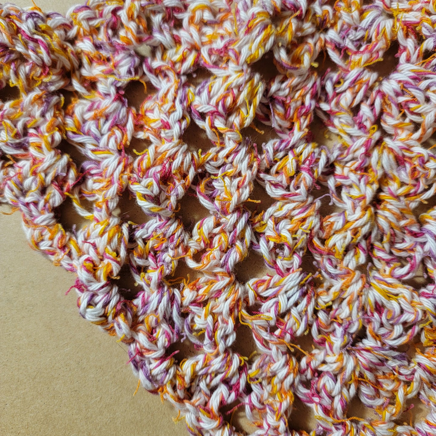 Crochet Headscarf/Bandana - Fuzzy Fruity Swirl