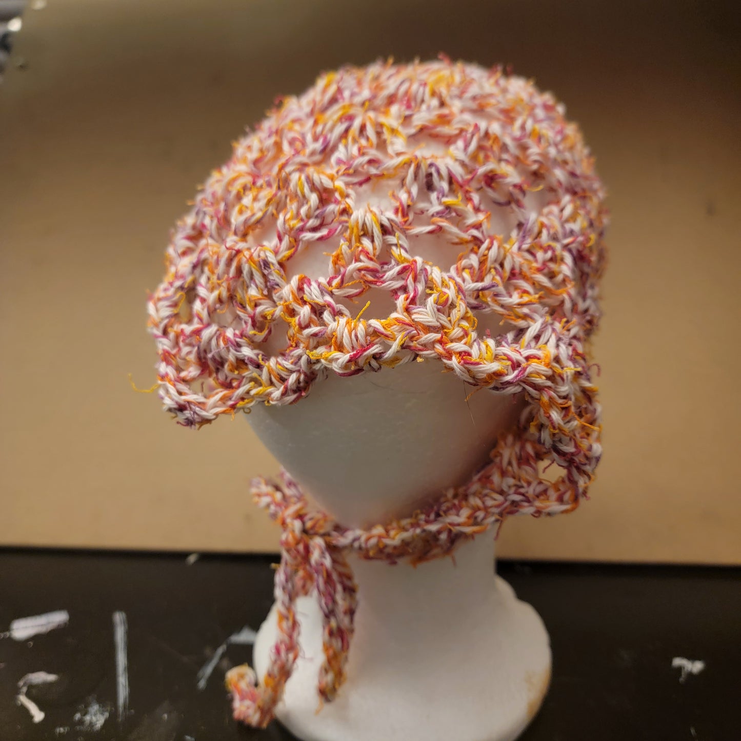 Crochet Headscarf/Bandana - Fuzzy Fruity Swirl